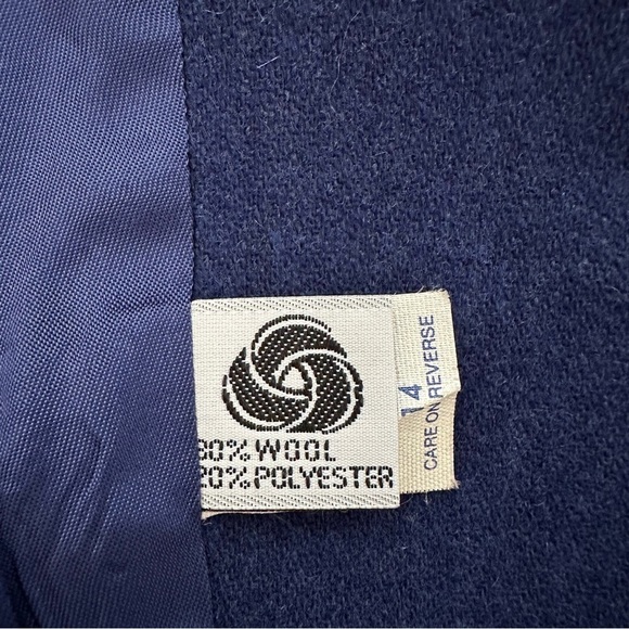 Vintage Austin Hill Navy Blue Wool Blend Single Button Size 10 Blazer - Picture 10 of 12